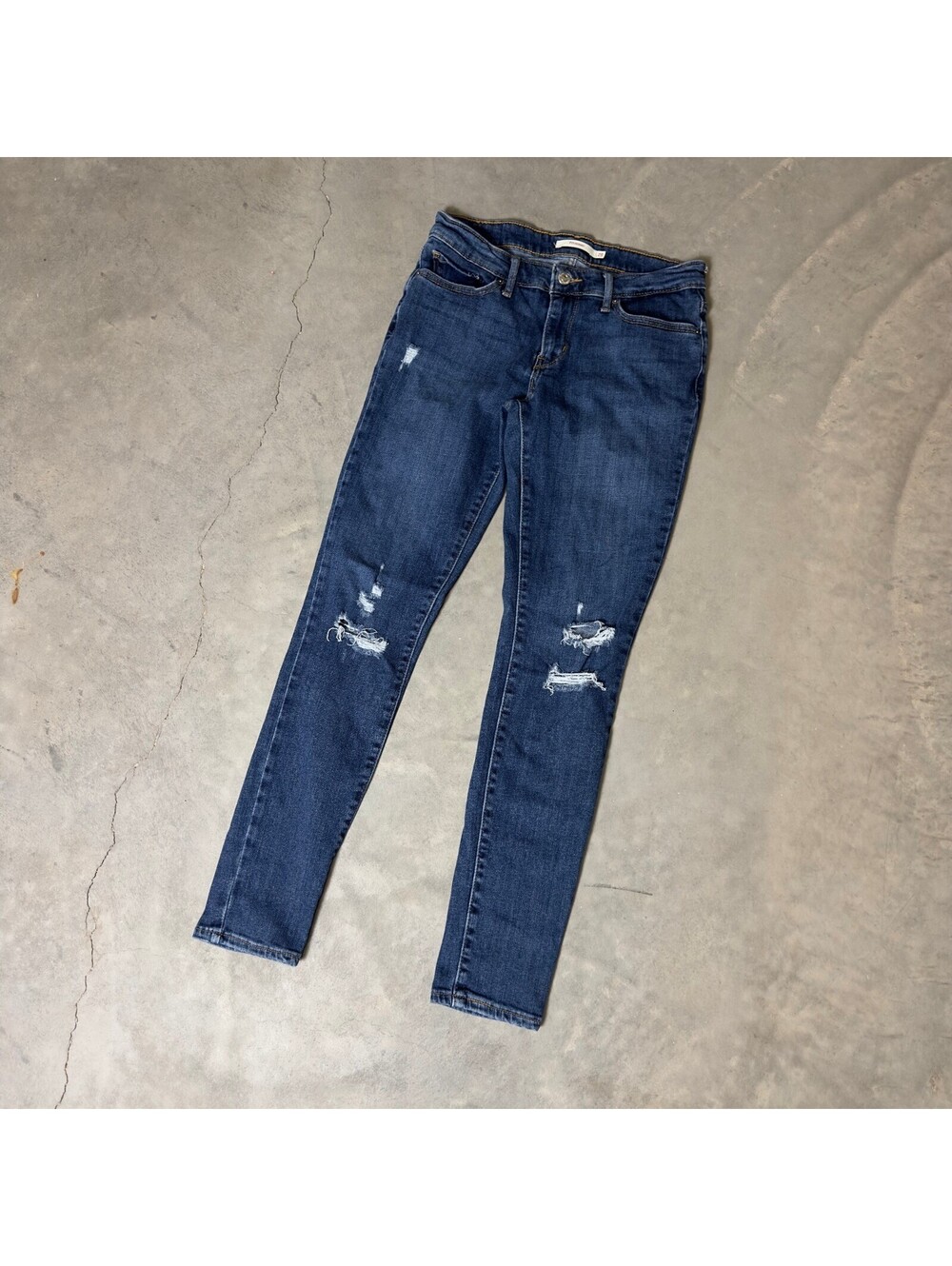 Levi's 711 Skinny Jeans Womens 28 Blue Ripped Knee Grunge